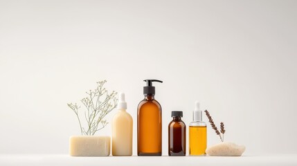 Elegant display of natural skincare products for a minimalist aesthetic