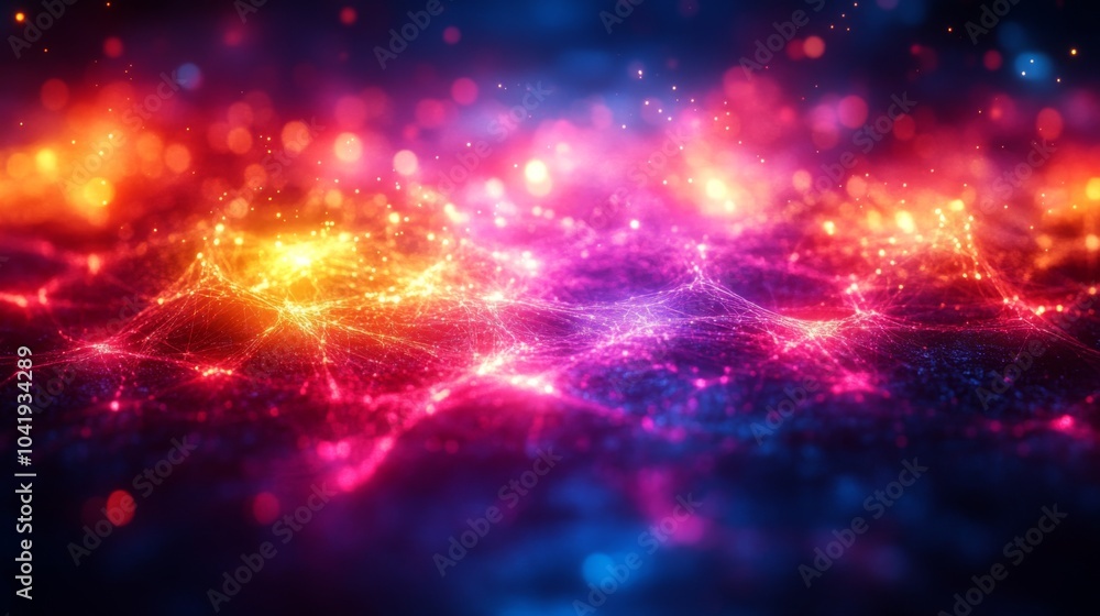 Aufkleber a vivid display of interconnected patterns and colors spans the scene, depicting a vibrant digital l