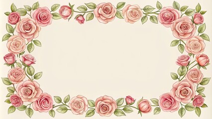 decorative rose flower frame border
