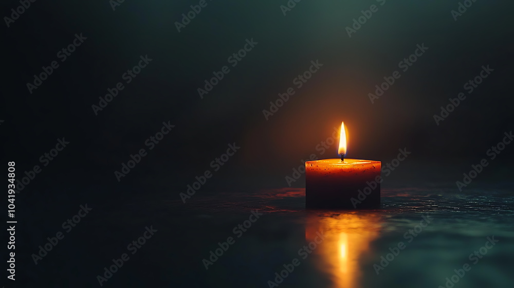 Poster a serene candle illuminating a dark space capturing the tranquil essence of light in shadows