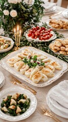 Delightful Culinary Presentation Featuring Exquisite Dishes and Fresh Ingredients on a Festive Table