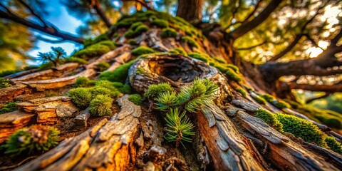 Fototapeta premium Macro Photography of Old Pine Svol with Detailed Textures and Natural Elements for Nature Lovers and Photographers