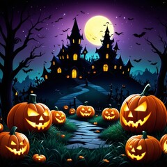 Fototapeta premium halloween layout, cartoon illustration