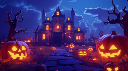 Halloween background, concert, festival, pumpkin, Illustration