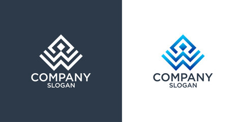 collection of initials letter w abstract monogram logo design vector