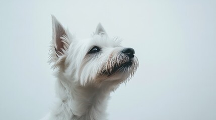 Adorable White Dog Portrait Against Light Background