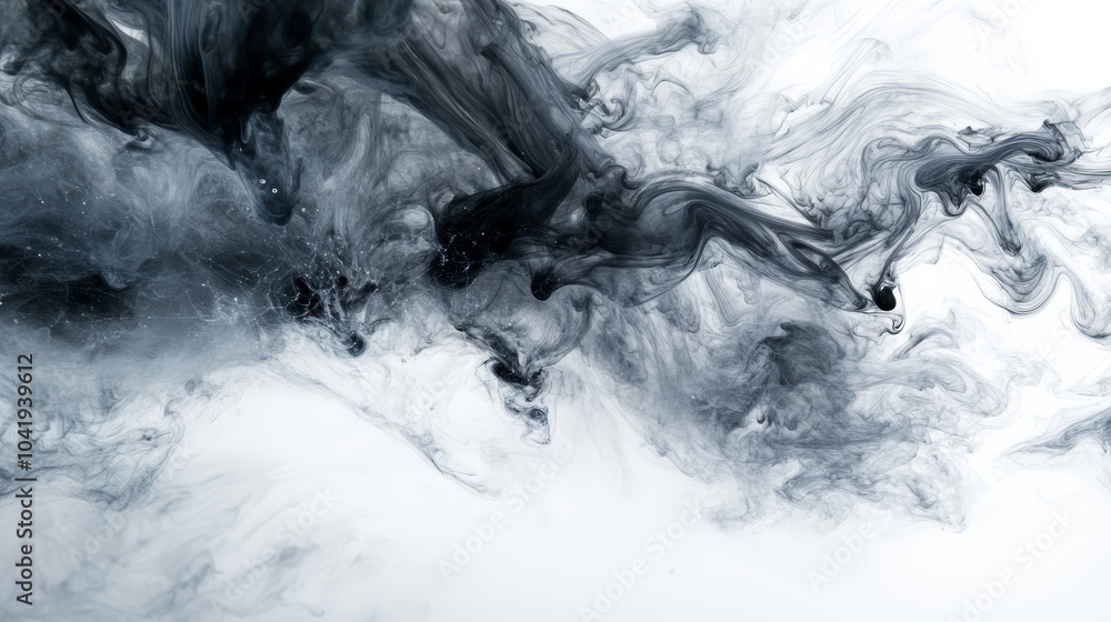 Poster A swirling blend of black and white fluid textures creates an abstract, dynamic composition with a sense of motion and depth.