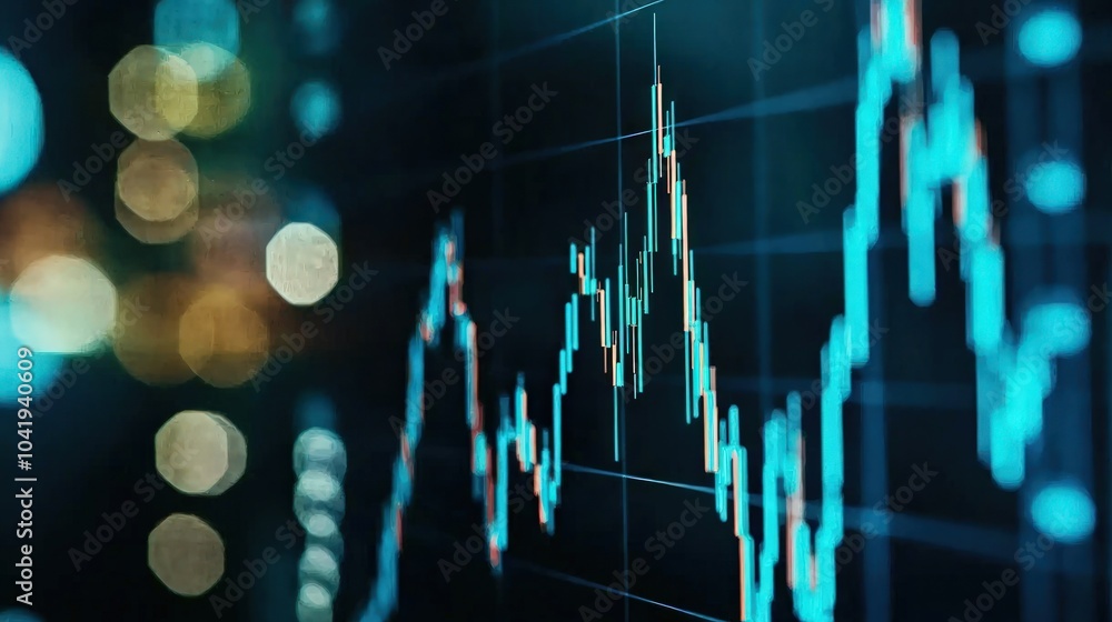 Poster analyzing market trends and financial data through dynamic graphical representations