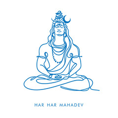 Lord Shiv Creative Line Art for Maha Shivaratri Vector