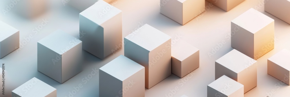 Fototapete multiple cubes of different sizes and shades are interconnected by diagonal lines on a softly illumi