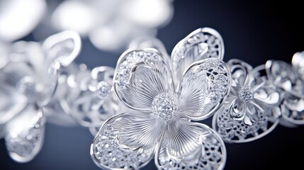 Obraz premium Elegant Silver Flower Jewelry Design with Sparkling Details