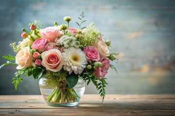 Delicate floral arrangement with copy space and forced perspective