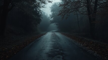 Fototapeta premium An empty paved road, a dramatic photo