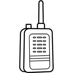 Walkie Talkie line art vector Illustration Isolated white background.