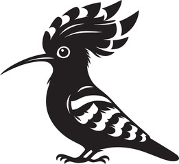 Beautiful hoopoe bird Silhouette vector illustration isolated on a white background