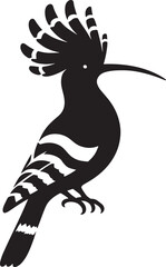 Beautiful hoopoe bird Silhouette vector illustration isolated on a white background