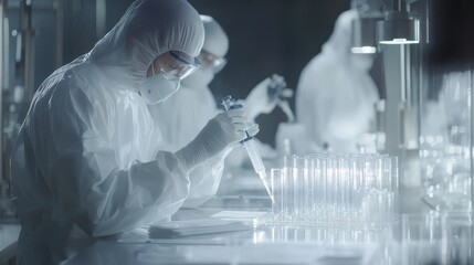At a modern industrial enterprise, scientists are working on scientific research