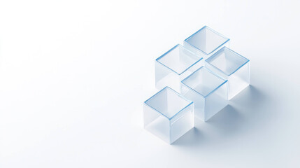 Clear and transparent blocks arranged creatively on light background, showcasing modern design aesthetic. simplicity and elegance of blocks evoke sense of innovation and creativity