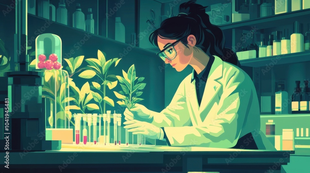 Poster scientist conducting experiments in laboratory setting