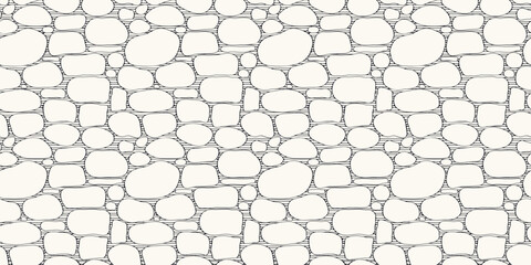 Stone wall sketch abstract seamless pattern, vector template