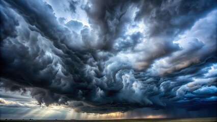 Gloomy sky with storm clouds in macro close-up
