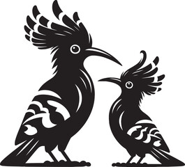 Beautiful hoopoe bird Silhouette vector illustration isolated on a white background © Md Hasan