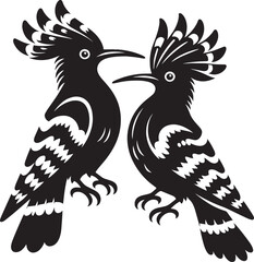 Beautiful hoopoe bird Silhouette vector illustration isolated on a white background