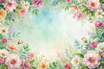 Obraz premium Delicate watercolor flowers in symmetrical arrangement