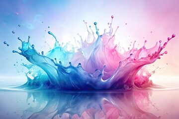 Fototapeta premium Delicate watercolor splash transitioning from blue to pink