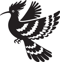 Beautiful hoopoe bird Silhouette vector illustration isolated on a white background
