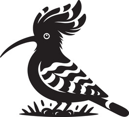 Beautiful hoopoe bird Silhouette vector illustration isolated on a white background
