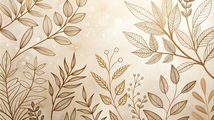 Decorative Leaf Illustrations for Greeting Cards