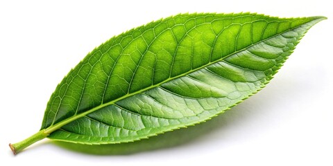 Fototapeta premium Green tea leaf on white background