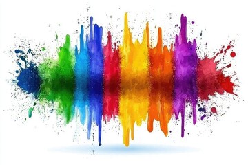 Fototapeta premium Colorful sound wave design, vibrant splashes on white isolated background.