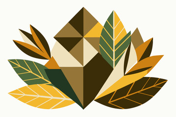 Geometric Abstract Leaves in Muted Color Tones © Imran