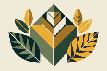 Geometric Abstract Leaves in Muted Color Tones © Imran