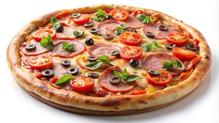 Delicious and flavorful pizza isolated on white background