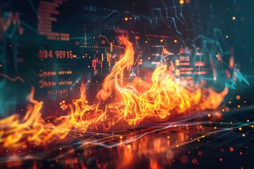 Financial Risks and Rewards: Dramatic Symbolism of Market Volatility and Business Challenges