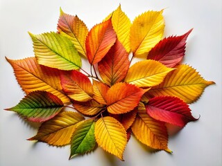 Vibrant Elm Leaves on White Background