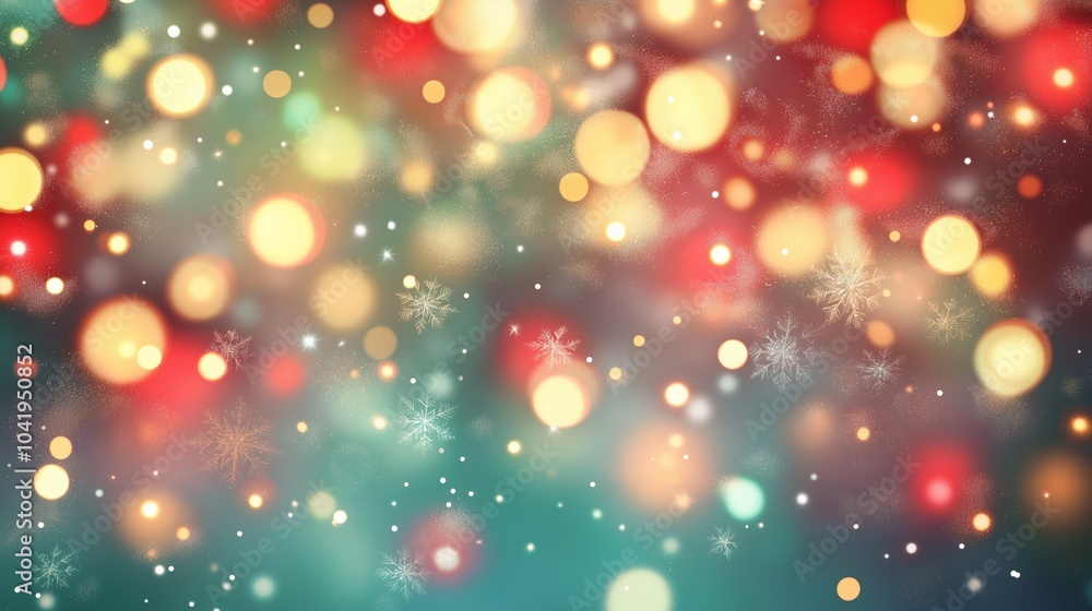 Aufkleber a festive abstract scene with blurred bokeh lights in red, gold, and green, creating a soft and magi