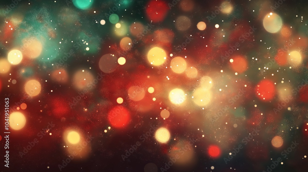 Aufkleber a festive abstract scene with blurred bokeh lights in red, gold, and green, creating a soft and magi