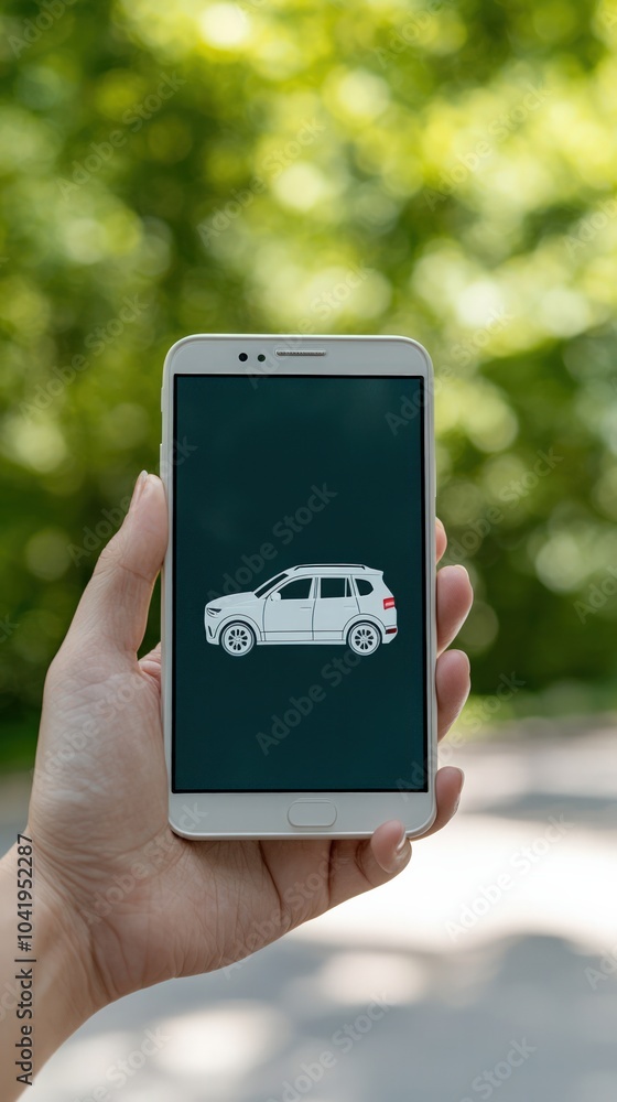 Poster exploring the intersection of technology and transport a mobile device displays a car icon
