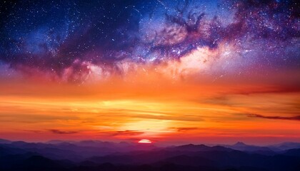 Naklejka premium awe inspiring cosmic sunrise texture background