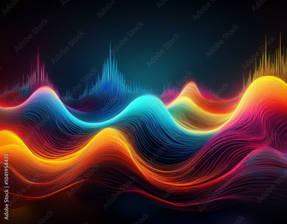 Wall mural colorful abstract sound wave abstract motion sound waves generative ai