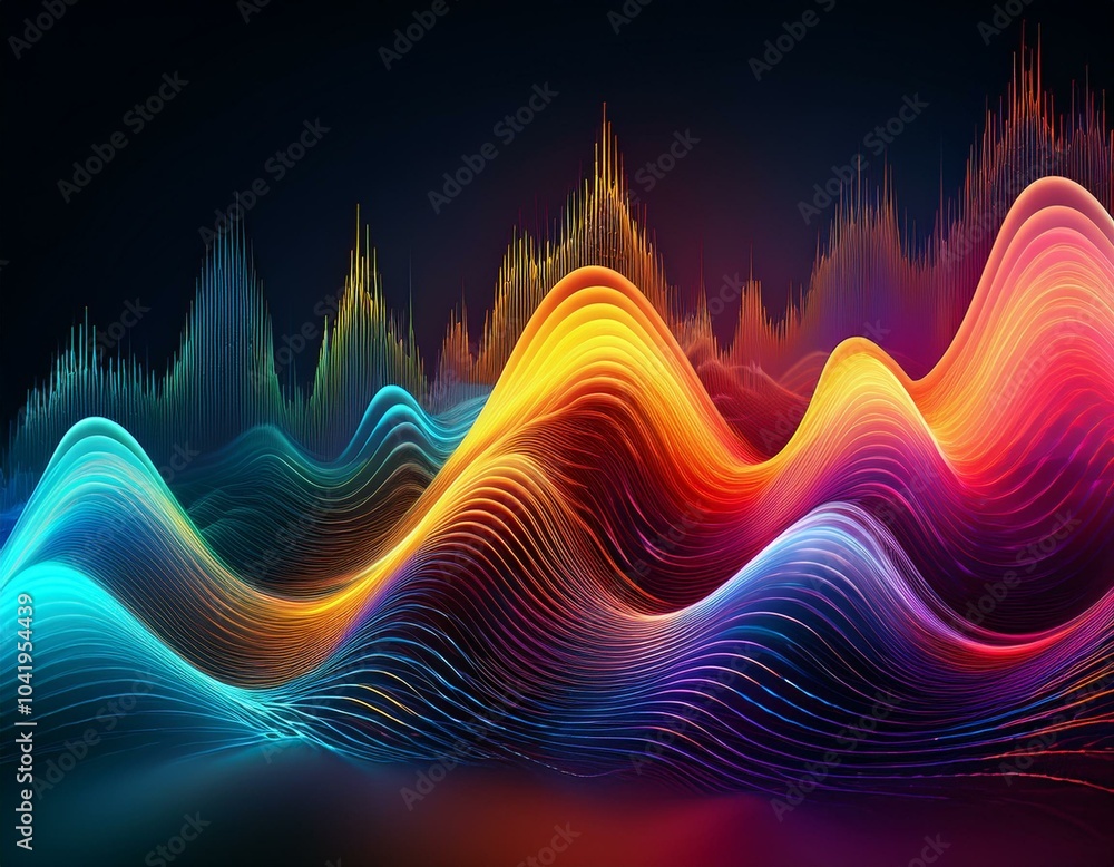 Poster colorful abstract sound wave abstract motion sound waves generative ai