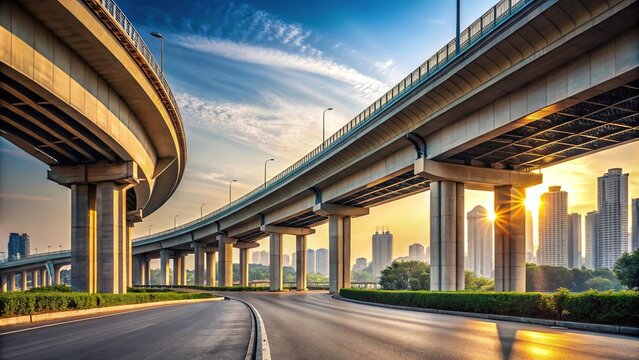 Low angle view of overpass bridge over highway in Wuhan China