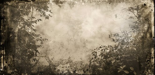 Vintage grunge texture with sepia tones and nature elements for artistic design.