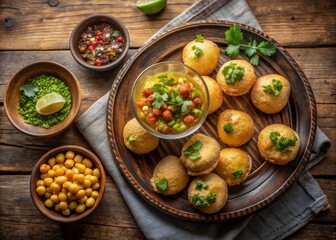 Vibrant Bowl of Indian Pani Puri Street Food