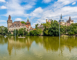 Fototapeta premium Vajdahunyad Castle in City Park - Built for 1896 Millennial Exhibition in Budapest, Hungary.