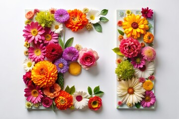 Obraz premium Floral Alphabet Letter E in Minimalist Style